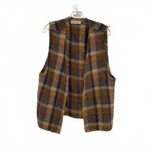 Boyne Valley Plaid Wool-Acrylic Vest Cardigan | Women’s M